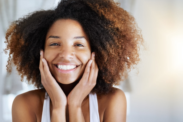 woman smiling showing off professional cleaned teeth